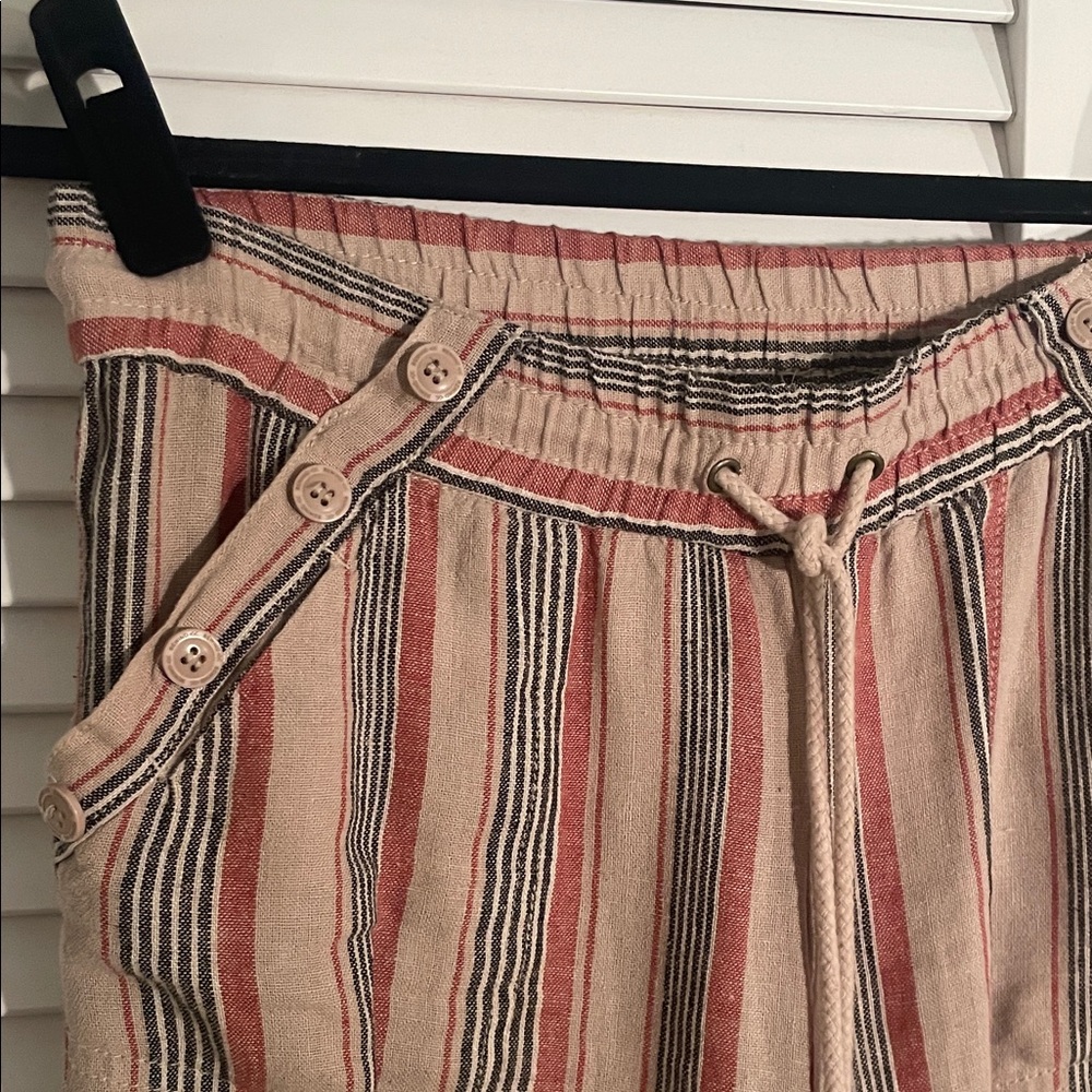 Women’s Rewind Boho Striped Multicolor Linen Wide-Leg Pants Size 3/27 - Picture 6 of 7